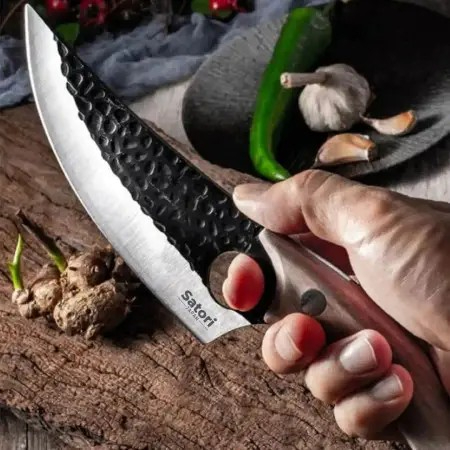 Satori knife with leather sheath